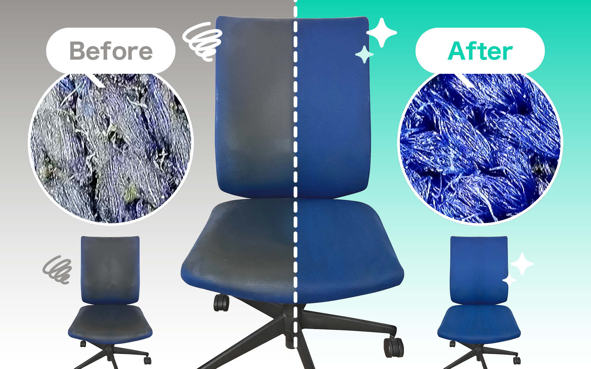 �`�F�A�N���[�j���O��Before After �̃C���[�W�摜