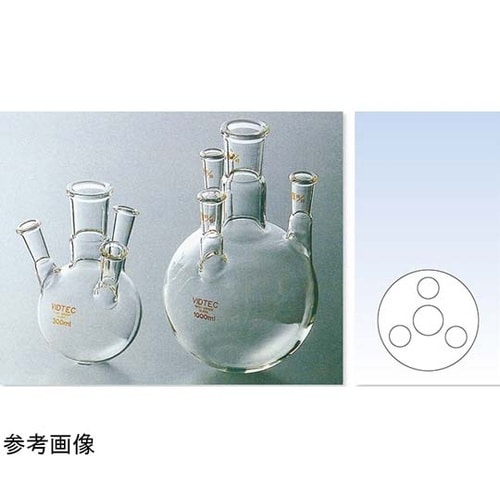 透明摺合四ツ口フラスコ 500mL 中3