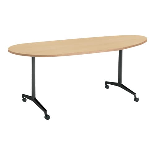 ジュート 長円形天板 T字塗装脚キャスター