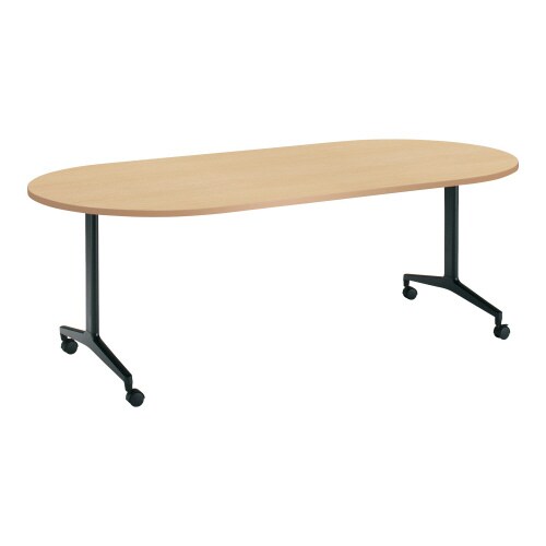 ジュート 長円形天板 T字塗装脚キャスター