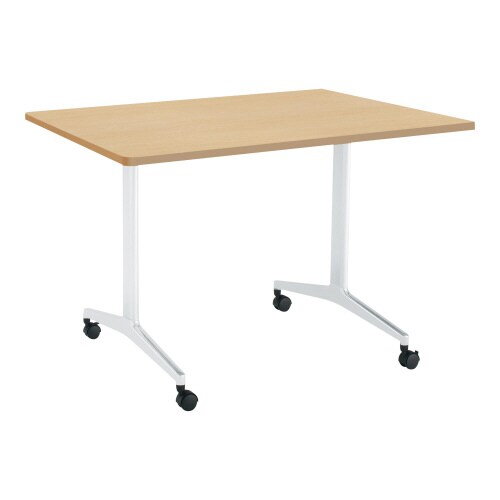 ジュート 角型天板角R T字塗装脚キャスター