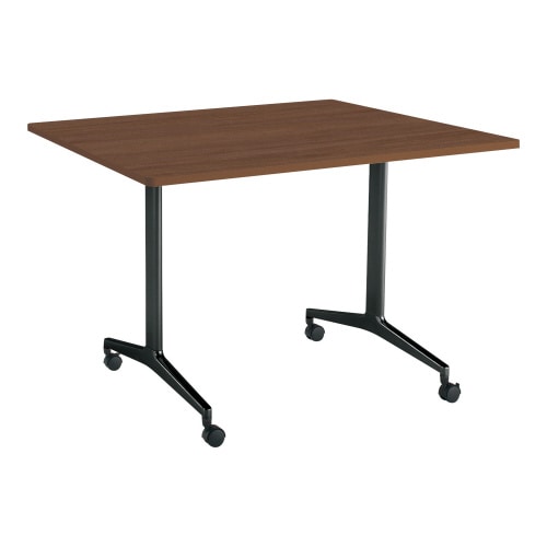 ジュート 角型天板角R T字塗装脚キャスター