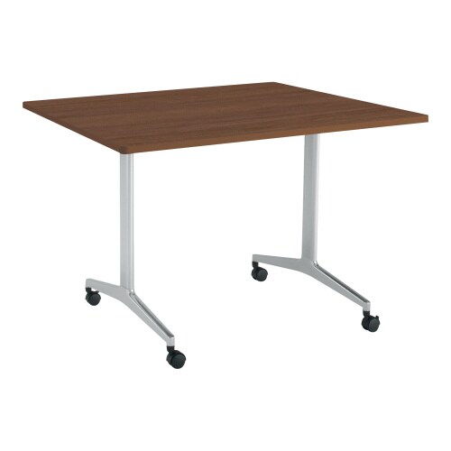 ジュート 角型天板角R T字塗装脚キャスター