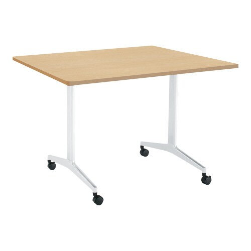 ジュート 角型天板角R T字塗装脚キャスター