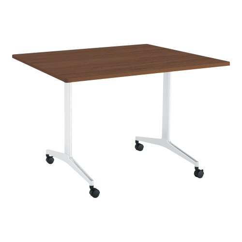 ジュート 角型天板角R T字塗装脚キャスター