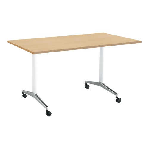 ジュート 角天板R T字ポリッシュ脚キャスター