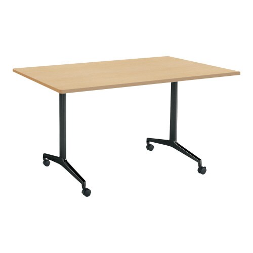 ジュート 角型天板角R T字塗装脚キャスター