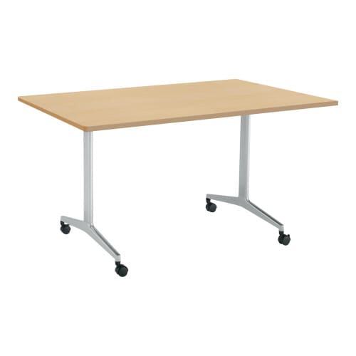 ジュート 角型天板角R T字塗装脚キャスター