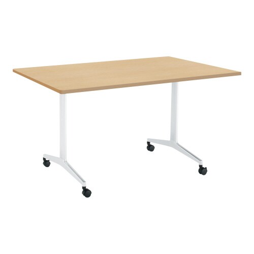 ジュート 角型天板角R T字塗装脚キャスター