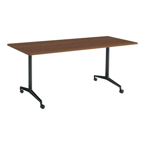 ジュート 角型天板角R T字塗装脚キャスター