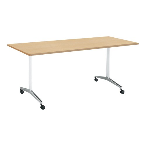 ジュート 角天板R T字ポリッシュ脚キャスター