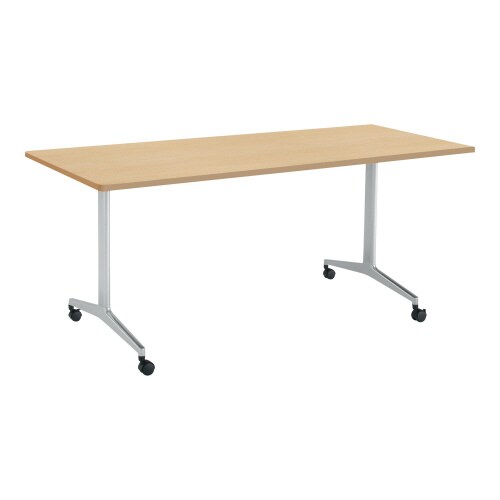 ジュート 角型天板角R T字塗装脚キャスター