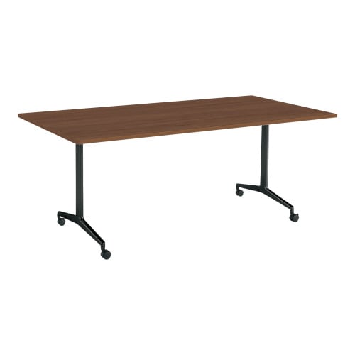 ジュート 角型天板角R T字塗装脚キャスター