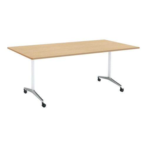 ジュート 角天板R T字ポリッシュ脚キャスター