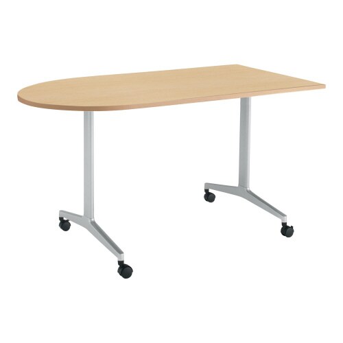 ジュート U字形天板 T字塗装脚キャスター