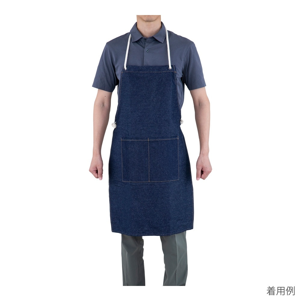 アズツールデニム胸付け前掛け ポケット付