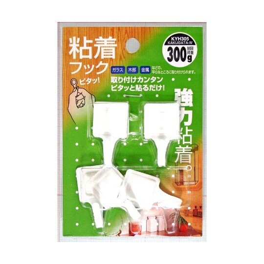 角型 粘着フック 白 幅20mm×高さ3
