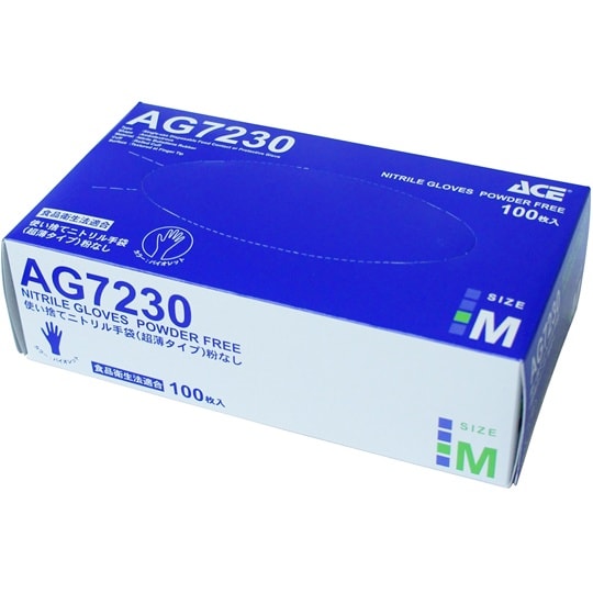 ニトリルグローブ 薄手 ブルー M 粉な