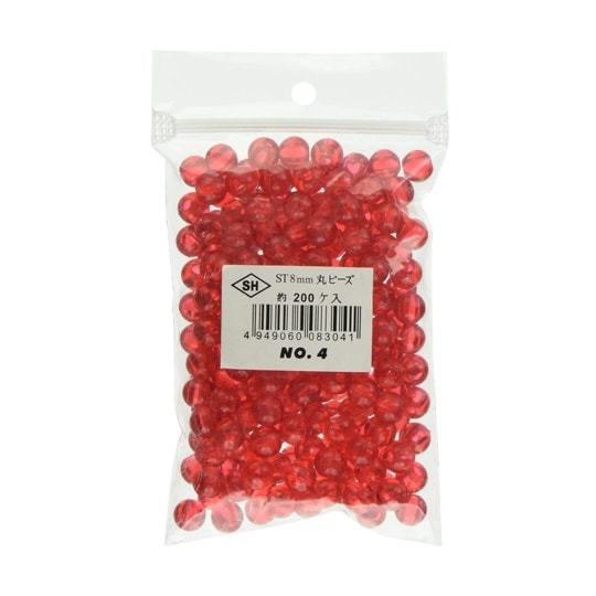 丸ビーズ 200個入り ST8mm レッ