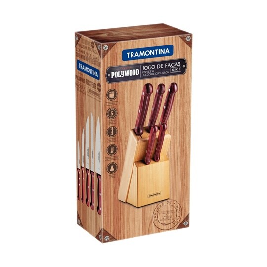 ナイフ5本セット 木製ストッカー付 レッ