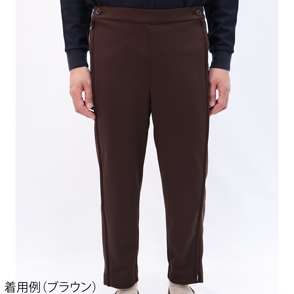 両脇逆開ファスナーパンツ ブラウン LL