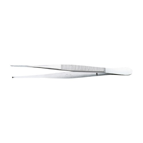 W印ピンセット 先細・併式・細筋・有鈎 180mm