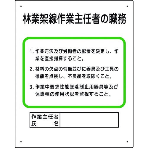 ユニット 作業主任者職務板 林業架線…