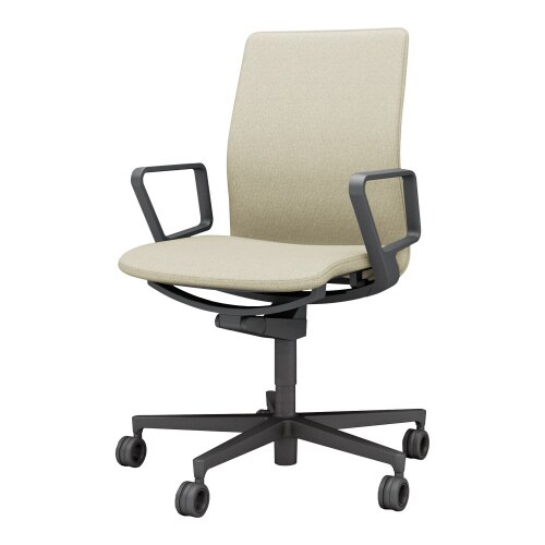 チェア ファブレ ブラック脚 プレーン 肘付