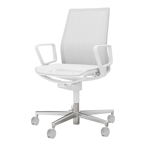 チェア ファブレ ポリッシュ脚プレーンメッシュ肘付