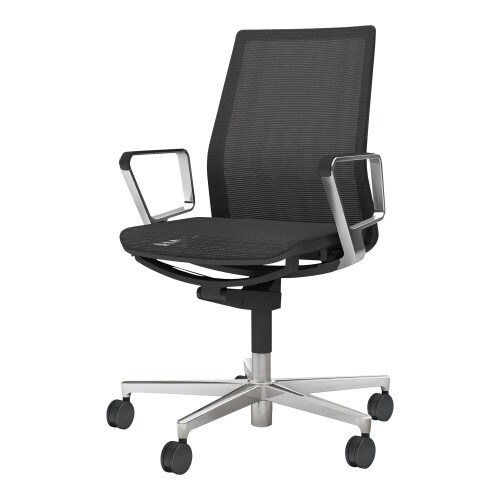 チェア ファブレ ポリッシュ脚 メッシュ アルミ肘