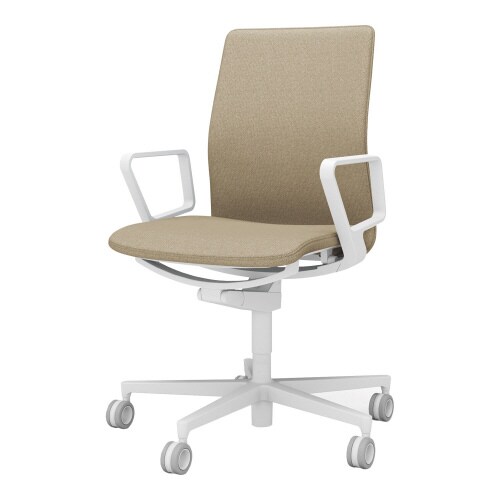 チェア ファブレ ホワイト脚 プレーン 肘付