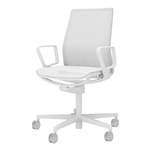 チェア ファブレ ホワイト脚プレーンメッシュ 肘付