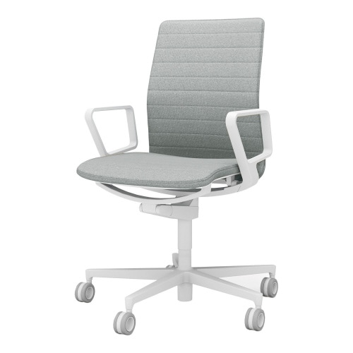 チェア ファブレ ホワイト脚 ストライプ 肘付