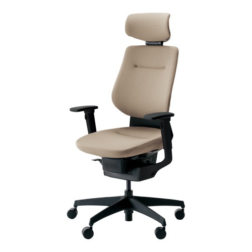 チェア イング ブラック脚 ヘッドレスト付 肘付