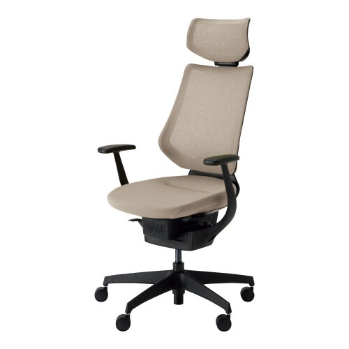 チェア イング ブラック脚 ヘッドレスト付 肘付