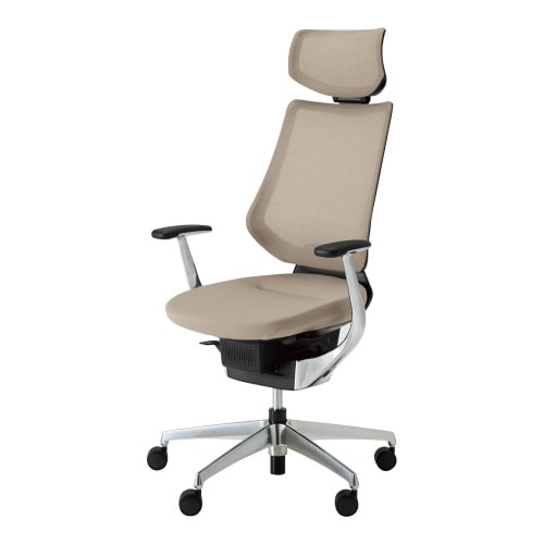 チェア イング アルミ脚 ヘッドレスト付 肘付