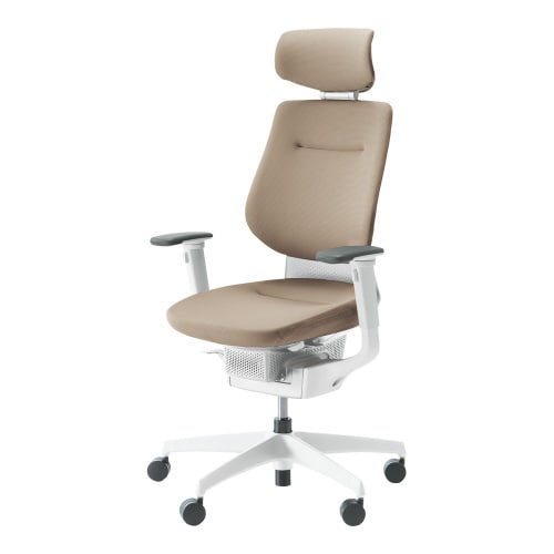 チェア イング ホワイト脚 ヘッドレスト付 肘付