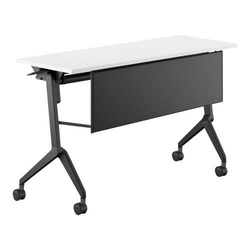 フラップ天板会議テーブル リーフライン 幕板・棚付