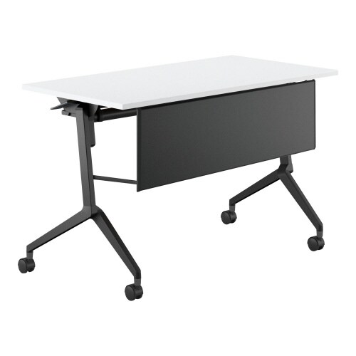 フラップ天板会議テーブル リーフライン 幕板・棚付