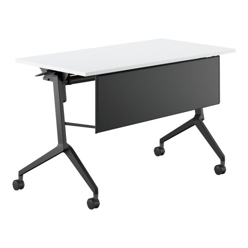 フラップ天板会議テーブル リーフライン 幕板・棚付