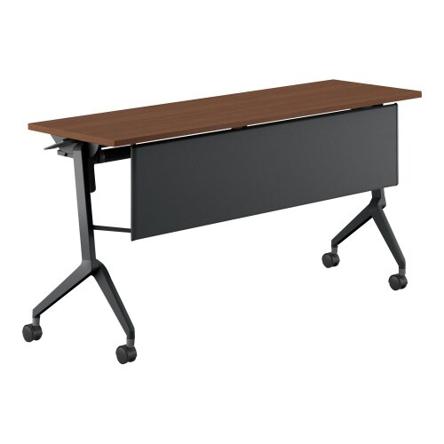 フラップ天板会議テーブル リーフライン 幕板・棚付