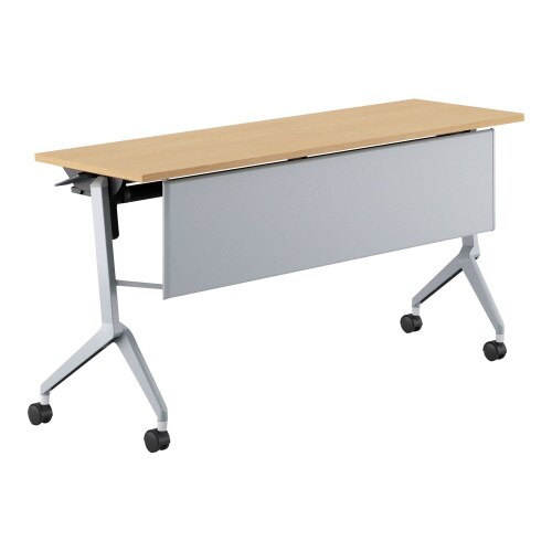 フラップ天板会議テーブル リーフライン 幕板・棚付