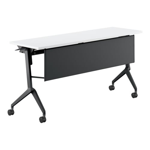 フラップ天板会議テーブル リーフライン 幕板・棚付