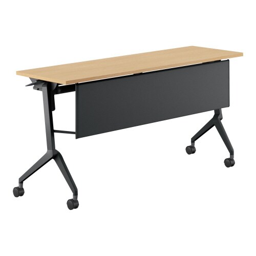 フラップ天板会議テーブル リーフライン 幕板・棚付