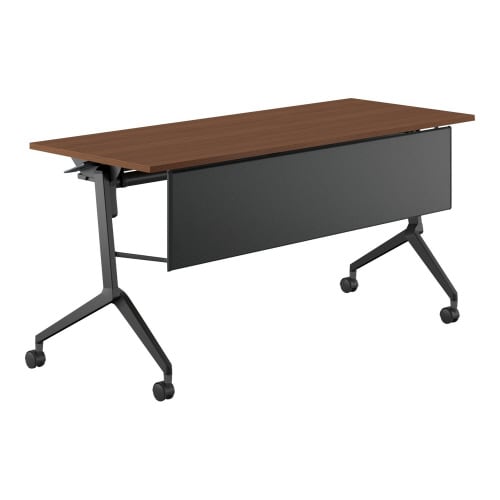 フラップ天板会議テーブル リーフライン 幕板・棚付