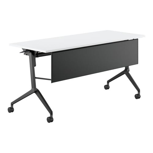 フラップ天板会議テーブル リーフライン 幕板・棚付