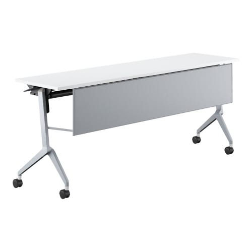 フラップ天板会議テーブル リーフライン 幕板・棚付