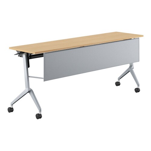 フラップ天板会議テーブル リーフライン 幕板・棚付