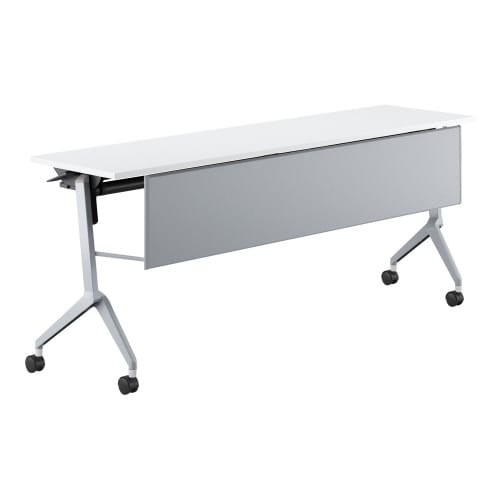 フラップ天板会議テーブル リーフライン 幕板・棚付