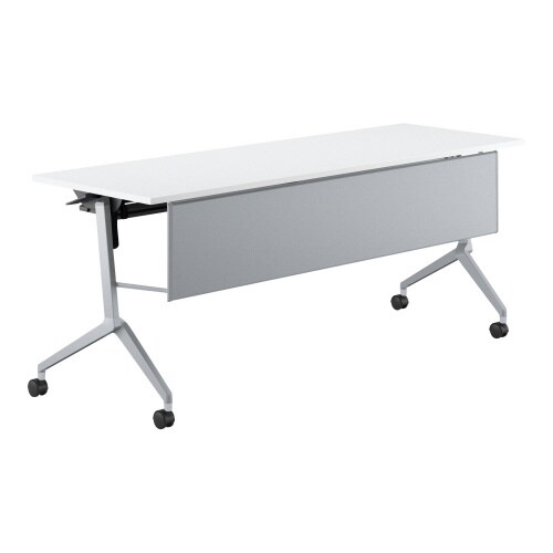 フラップ天板会議テーブル リーフライン 幕板・棚付